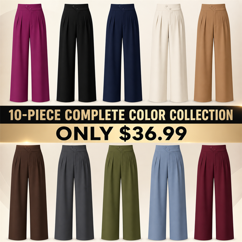 FINAL CLEARANCE - 10-Pack Only $36.99 - Women's High-Waist Pleated Wide-Leg Trousers