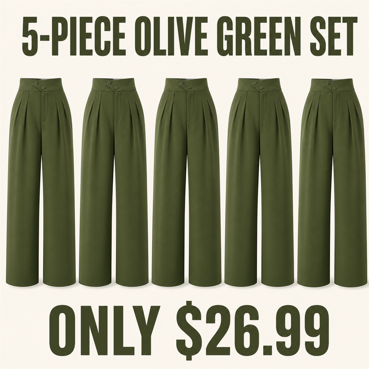 FINAL CLEARANCE - 10-Pack Only $36.99 - Women's High-Waist Pleated Wide-Leg Trousers