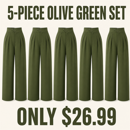 FINAL CLEARANCE - 10-Pack Only $36.99 - Women's High-Waist Pleated Wide-Leg Trousers