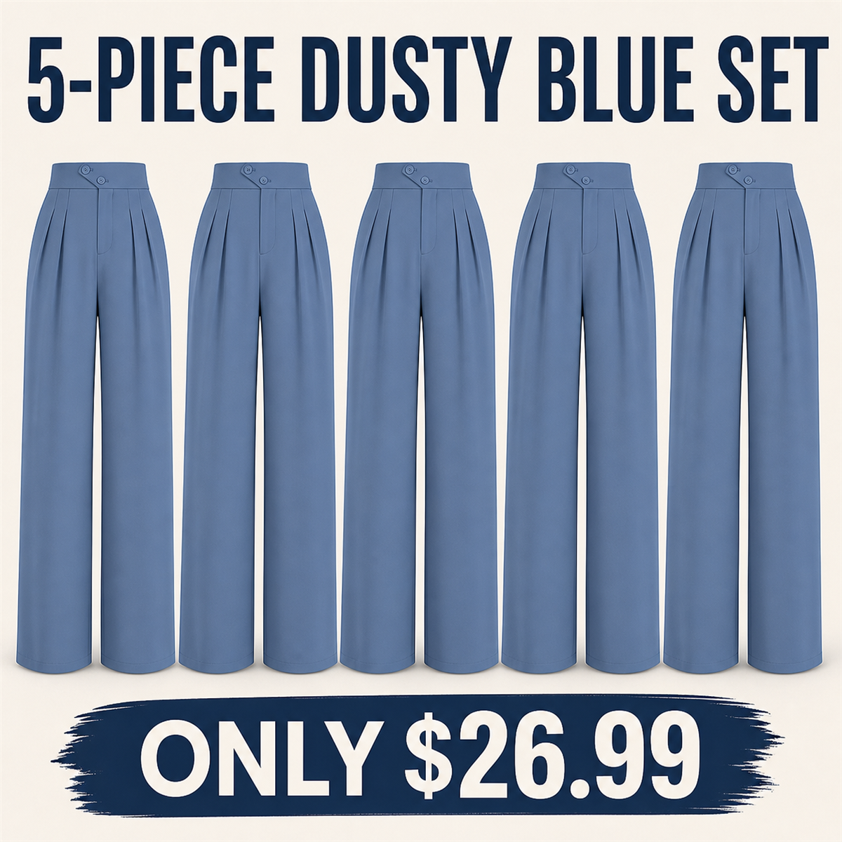 FINAL CLEARANCE - 10-Pack Only $36.99 - Women's High-Waist Pleated Wide-Leg Trousers