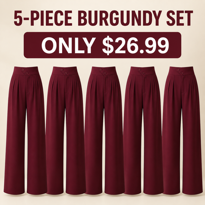 FINAL CLEARANCE - 10-Pack Only $36.99 - Women's High-Waist Pleated Wide-Leg Trousers