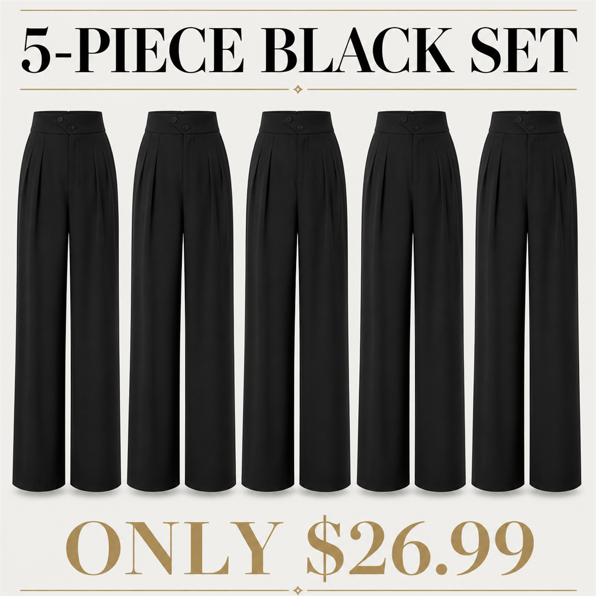 FINAL CLEARANCE - 10-Pack Only $36.99 - Women's High-Waist Pleated Wide-Leg Trousers