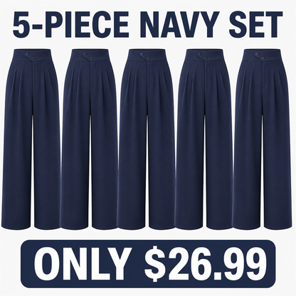 FINAL CLEARANCE - 10-Pack Only $36.99 - Women's High-Waist Pleated Wide-Leg Trousers