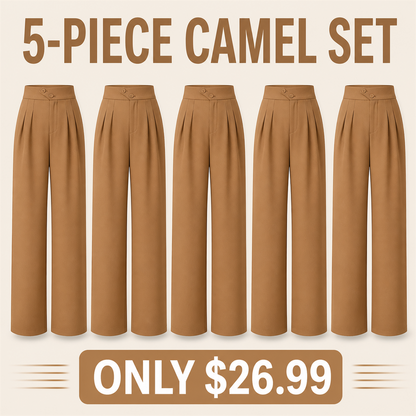 FINAL CLEARANCE - 10-Pack Only $36.99 - Women's High-Waist Pleated Wide-Leg Trousers