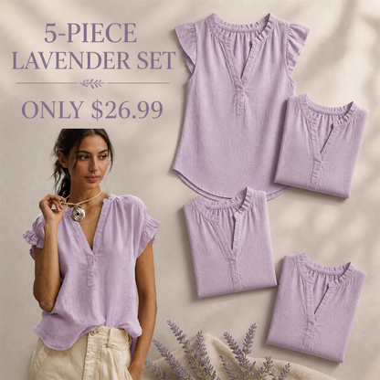 FINAL CLEARANCE - 10-Pack Only $36.99 - Women's Textured V-Neck Flutter-Sleeve Blouse