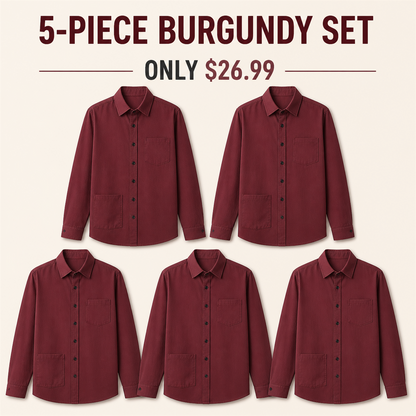 FINAL CLEARANCE - 10-Pack Only $36.99 - Men's Relaxed Long-Sleeve Two-Pocket Button-Front Overshirt