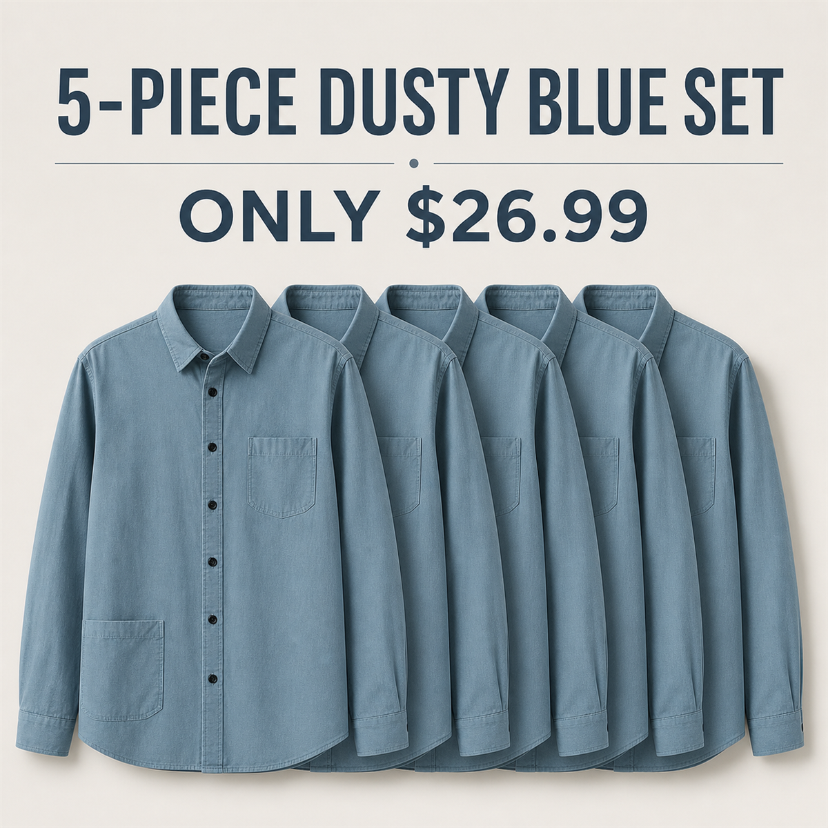 FINAL CLEARANCE - 10-Pack Only $36.99 - Men's Relaxed Long-Sleeve Two-Pocket Button-Front Overshirt