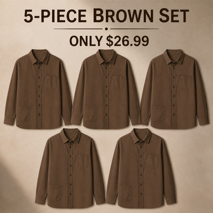 FINAL CLEARANCE - 10-Pack Only $36.99 - Men's Relaxed Long-Sleeve Two-Pocket Button-Front Overshirt