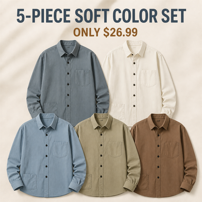 FINAL CLEARANCE - 10-Pack Only $36.99 - Men's Relaxed Long-Sleeve Two-Pocket Button-Front Overshirt