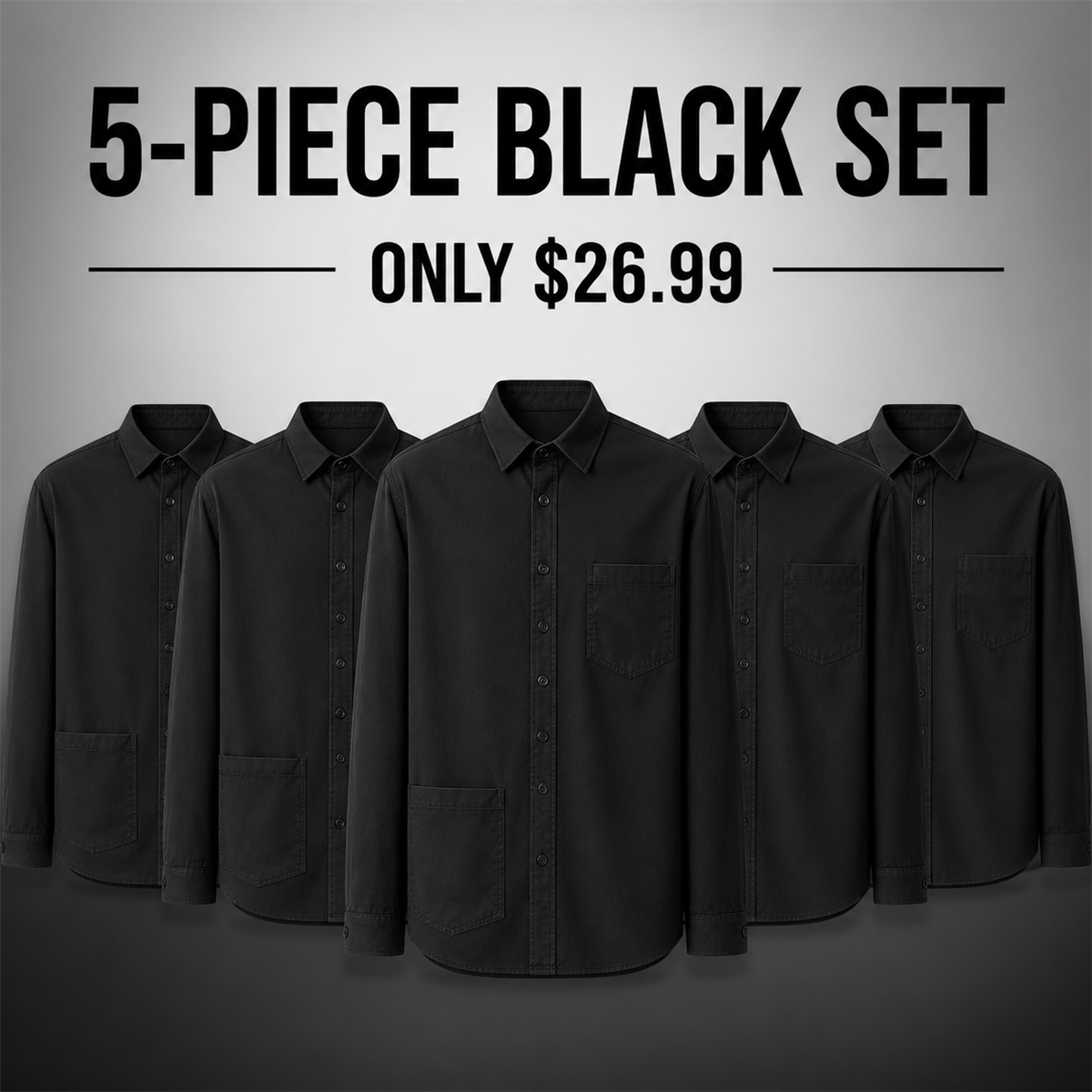 FINAL CLEARANCE - 10-Pack Only $36.99 - Men's Relaxed Long-Sleeve Two-Pocket Button-Front Overshirt