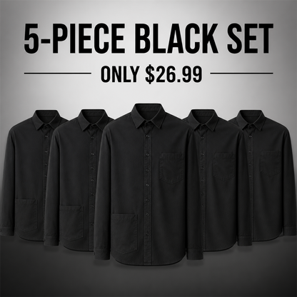 FINAL CLEARANCE - 10-Pack Only $36.99 - Men's Relaxed Long-Sleeve Two-Pocket Button-Front Overshirt