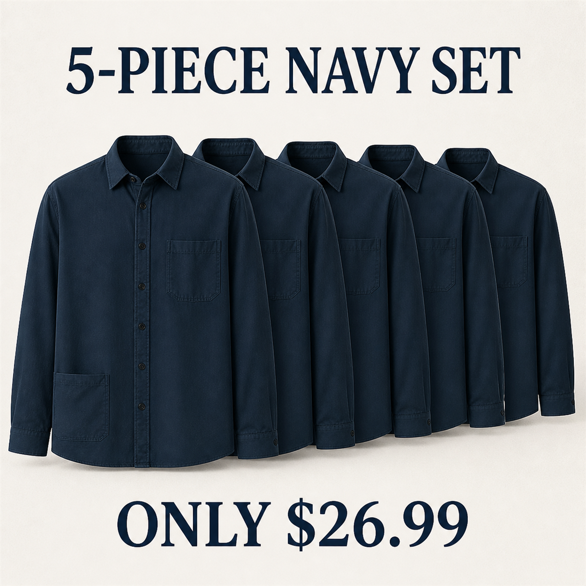 FINAL CLEARANCE - 10-Pack Only $36.99 - Men's Relaxed Long-Sleeve Two-Pocket Button-Front Overshirt