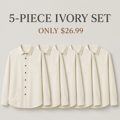 FINAL CLEARANCE - 10-Pack Only $36.99 - Men's Relaxed Long-Sleeve Two-Pocket Button-Front Overshirt