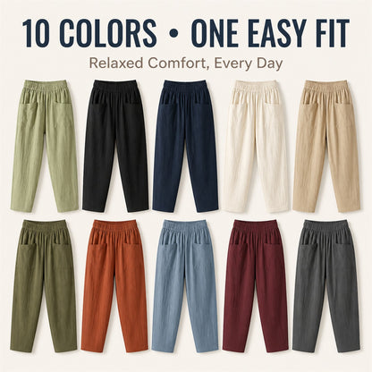 FINAL CLEARANCE - 10-Pack Only $38.99 - Women's Relaxed Elastic-Waist Tapered Pants with Patch Pockets