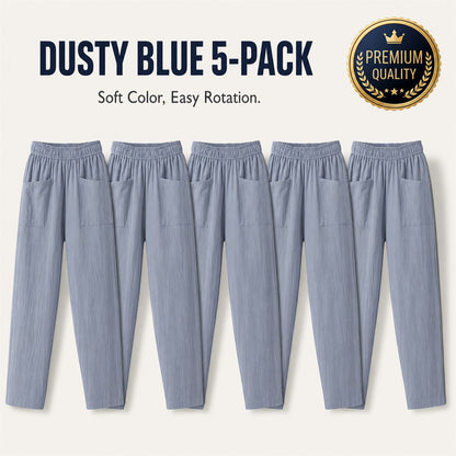 FINAL CLEARANCE - 10-Pack Only $38.99 - Women's Relaxed Elastic-Waist Tapered Pants with Patch Pockets