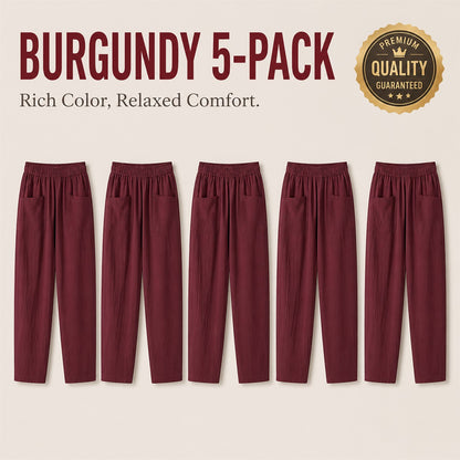 FINAL CLEARANCE - 10-Pack Only $38.99 - Women's Relaxed Elastic-Waist Tapered Pants with Patch Pockets