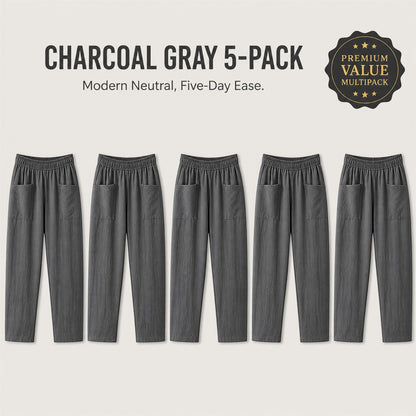 FINAL CLEARANCE - 10-Pack Only $38.99 - Women's Relaxed Elastic-Waist Tapered Pants with Patch Pockets
