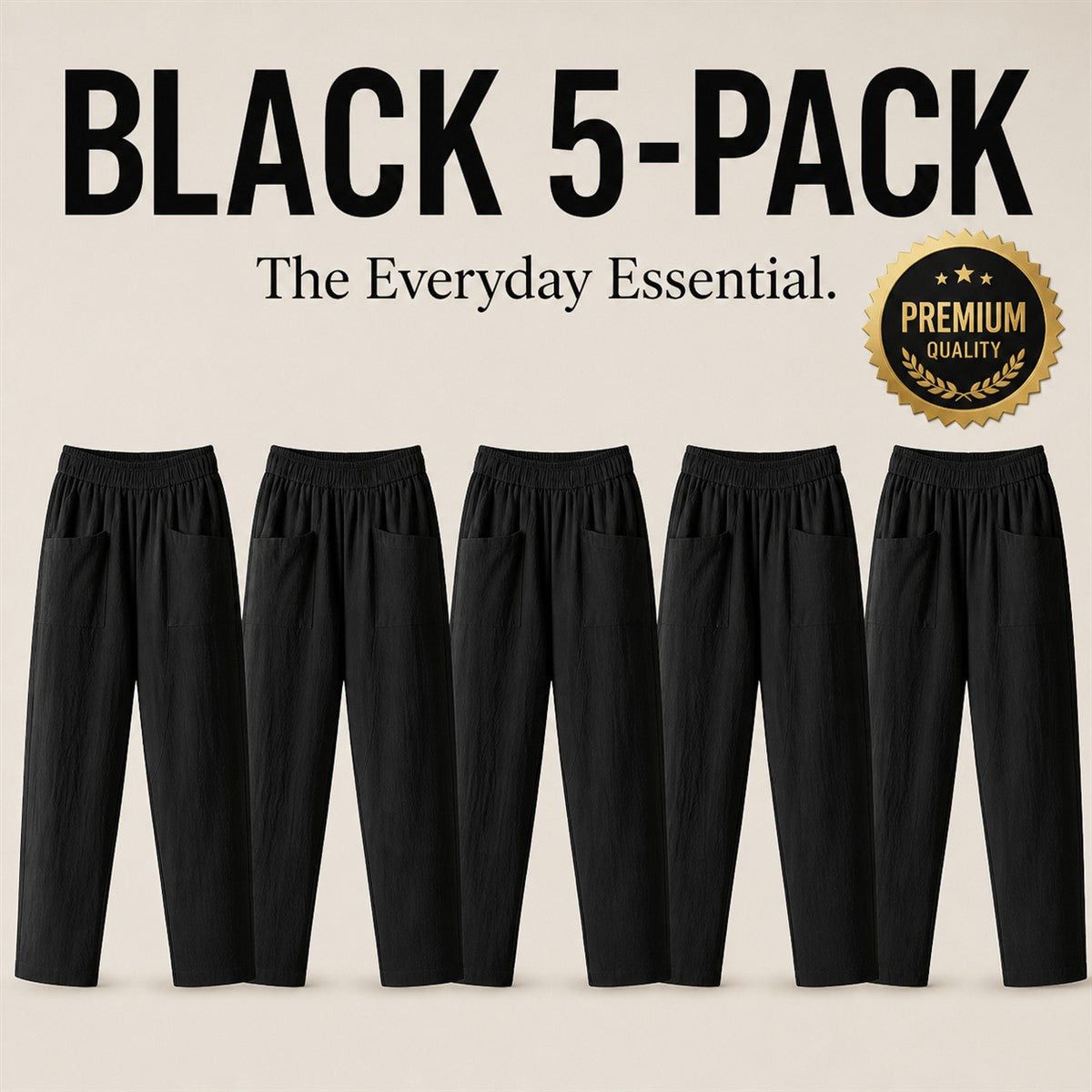 FINAL CLEARANCE - 10-Pack Only $38.99 - Women's Relaxed Elastic-Waist Tapered Pants with Patch Pockets