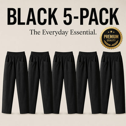 FINAL CLEARANCE - 10-Pack Only $38.99 - Women's Relaxed Elastic-Waist Tapered Pants with Patch Pockets