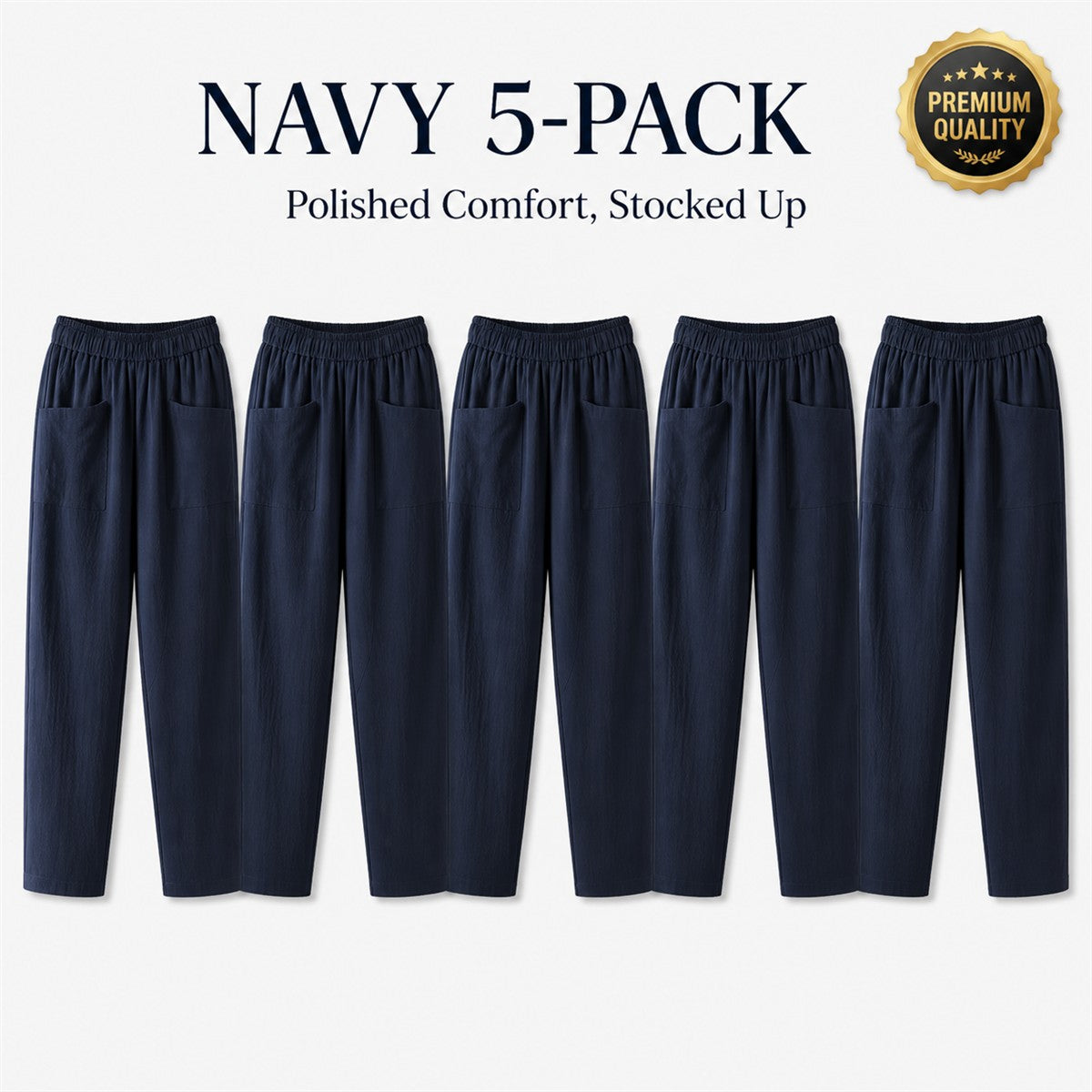 FINAL CLEARANCE - 10-Pack Only $38.99 - Women's Relaxed Elastic-Waist Tapered Pants with Patch Pockets