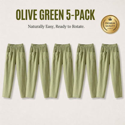 FINAL CLEARANCE - 10-Pack Only $38.99 - Women's Relaxed Elastic-Waist Tapered Pants with Patch Pockets