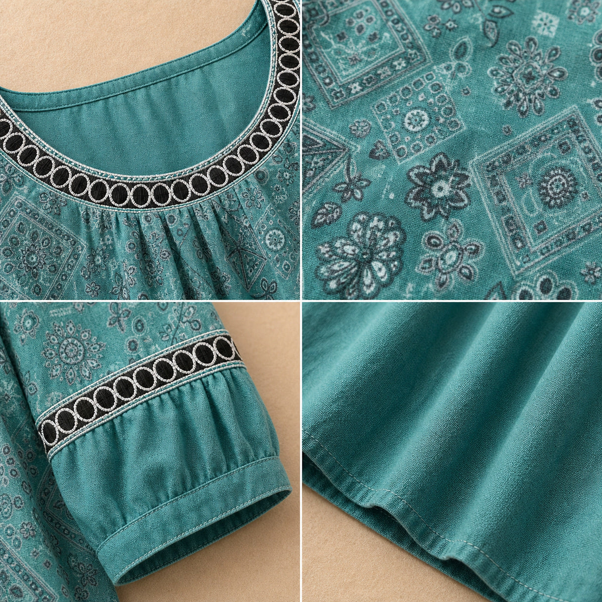 Women's Embroidered V-Neck Boho Blouse