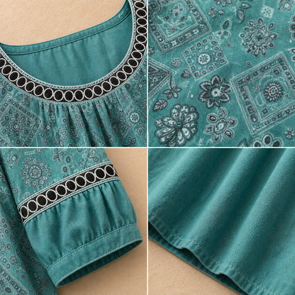 Women's Embroidered V-Neck Boho Blouse