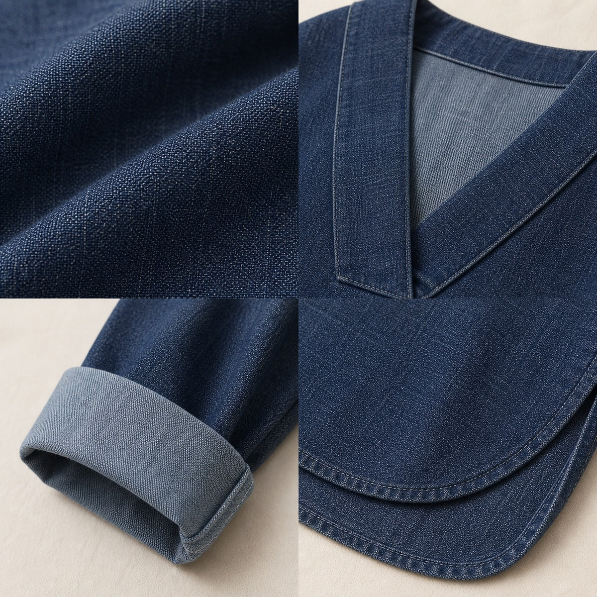 Women's Denim-Look V-Neck Tunic Blouse