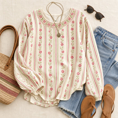 Women's Floral Boho Tunic Blouse