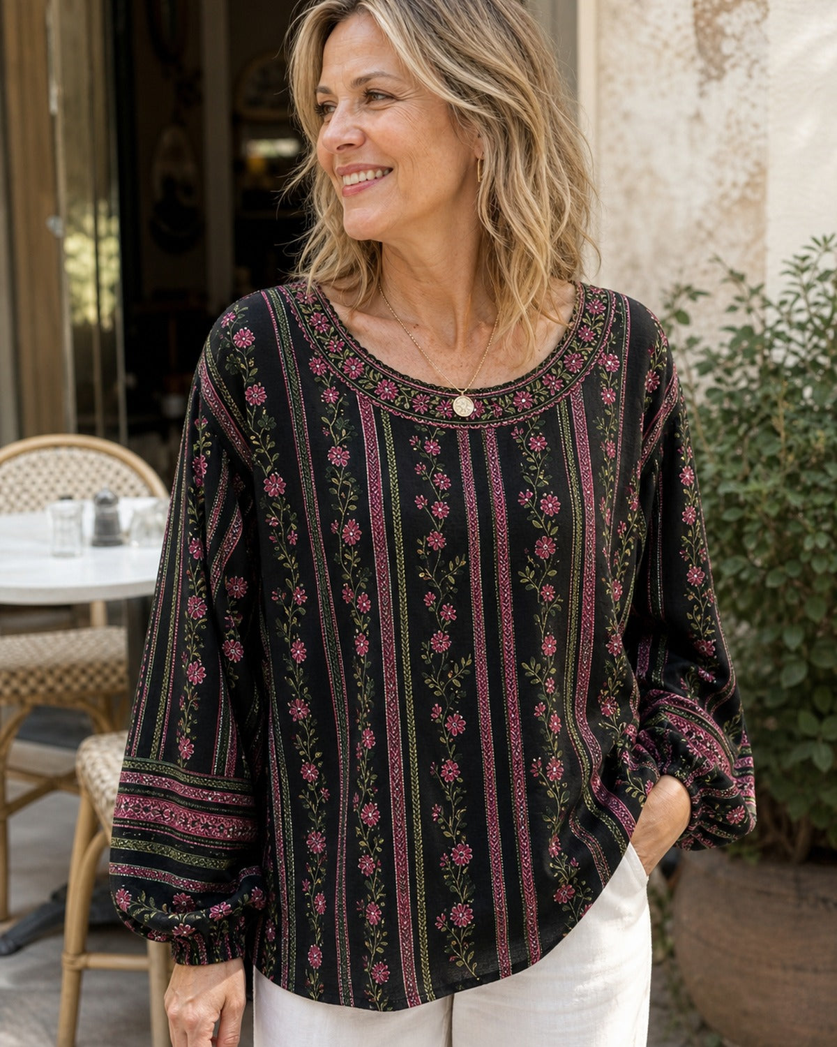 Women's Floral Boho Tunic Blouse