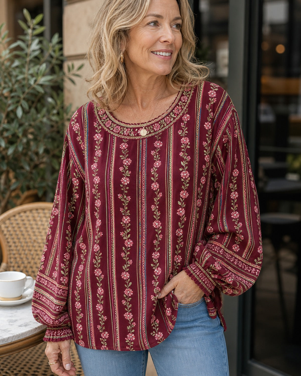 Women's Floral Boho Tunic Blouse