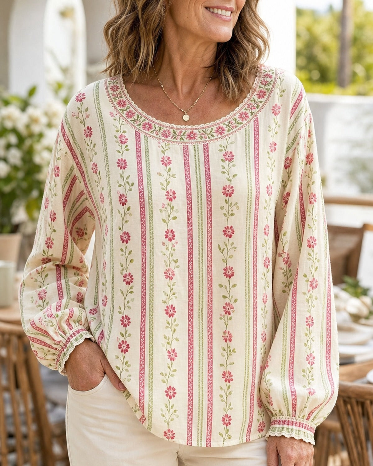 Women's Floral Boho Tunic Blouse