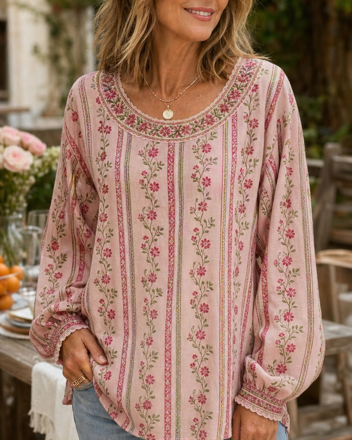 Women's Floral Boho Tunic Blouse