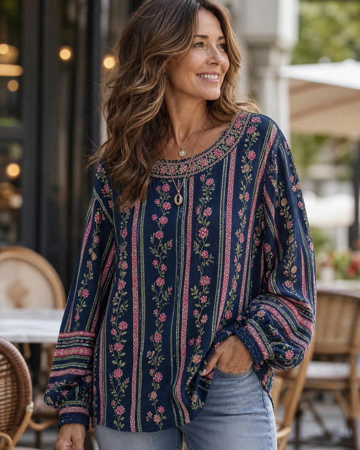 Women's Floral Boho Tunic Blouse