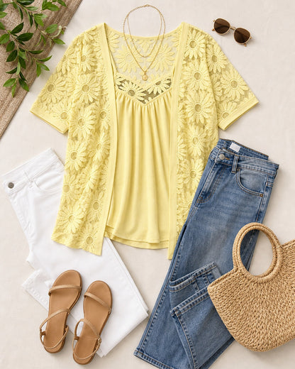 Women's Daisy Lace Layered Tunic Top
