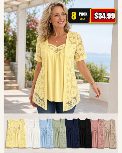 Women's Daisy Lace Layered Tunic Top