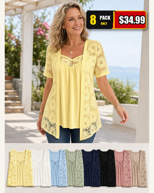 Women's Daisy Lace Layered Tunic Top