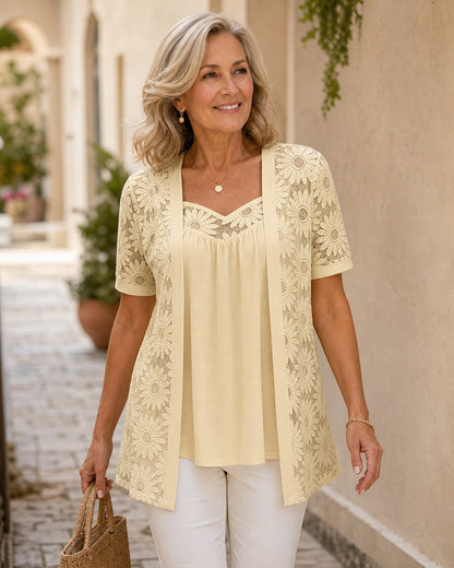 Women's Daisy Lace Layered Tunic Top