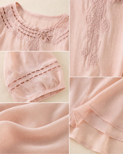 Women's Lightweight Embroidered Tunic Blouse
