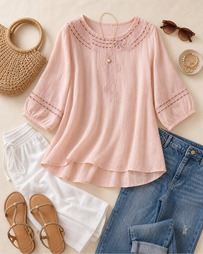Women's Lightweight Embroidered Tunic Blouse