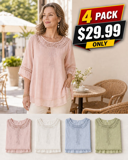 Women's Lightweight Embroidered Tunic Blouse