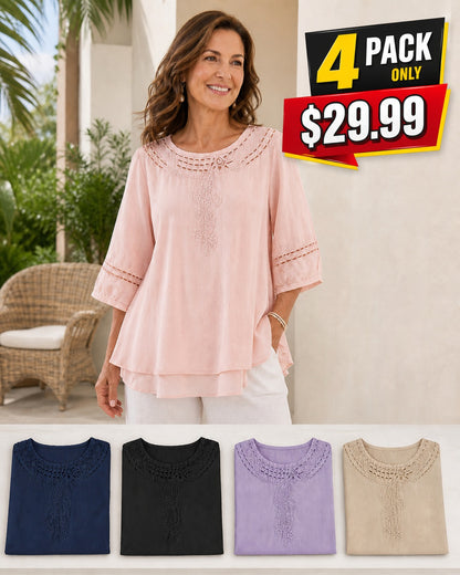 Women's Lightweight Embroidered Tunic Blouse