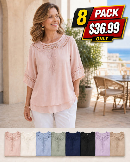 Women's Lightweight Embroidered Tunic Blouse