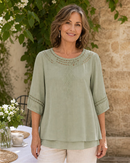 Women's Lightweight Embroidered Tunic Blouse