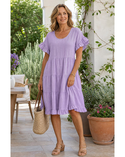 Women's Relaxed Tiered Ruffle Sleeve Summer Dress