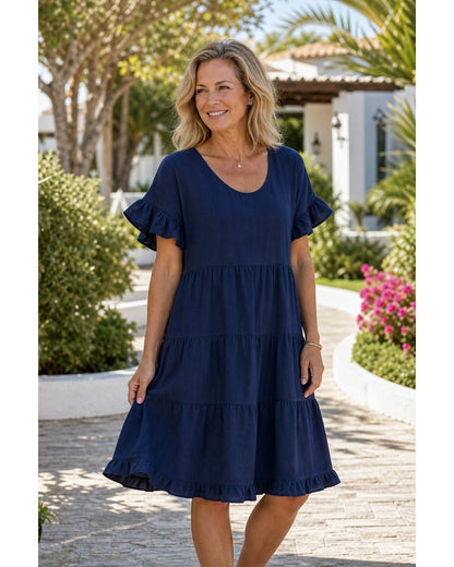 Women's Relaxed Tiered Ruffle Sleeve Summer Dress