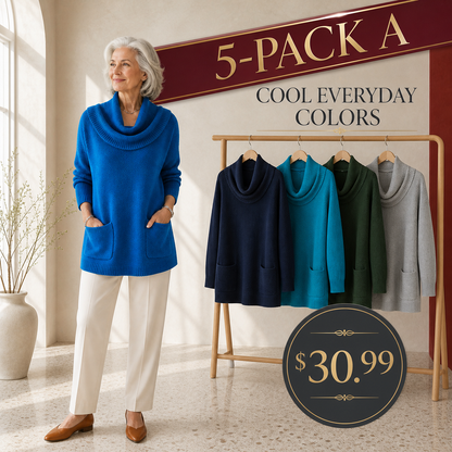Women's Relaxed Cowl-Neck Knit Tunic with Pockets