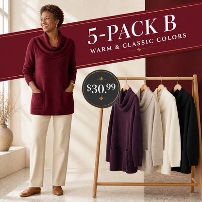 Women's Relaxed Cowl-Neck Knit Tunic with Pockets