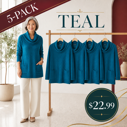Women's Relaxed Cowl-Neck Knit Tunic with Pockets