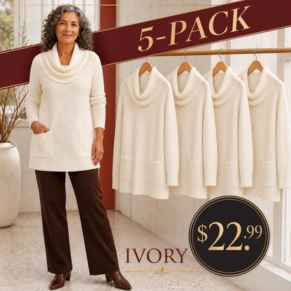 Women's Relaxed Cowl-Neck Knit Tunic with Pockets
